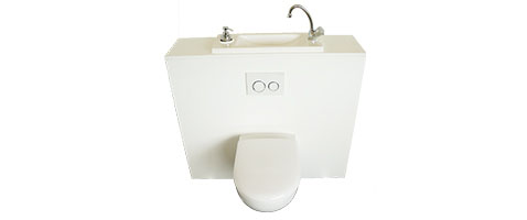 WiCi Bati, WC suspendu Geberit avec grand lave-mains intégré