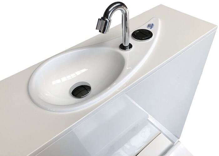 WiCi Free Flush, WC suspendu Geberit avec lave-main design